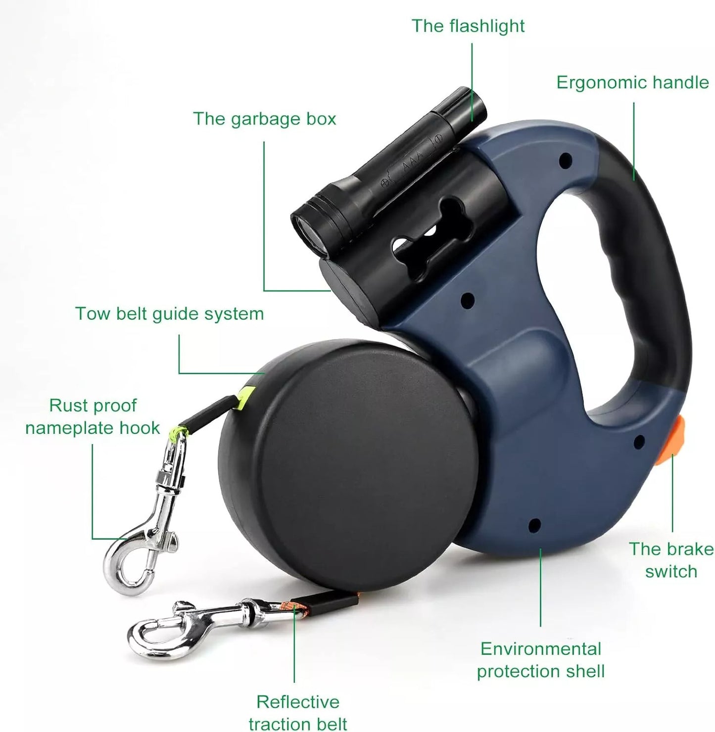 Retractable Lead Leash Double Dual Doggie 2 Dog 50 Pounds For Pet