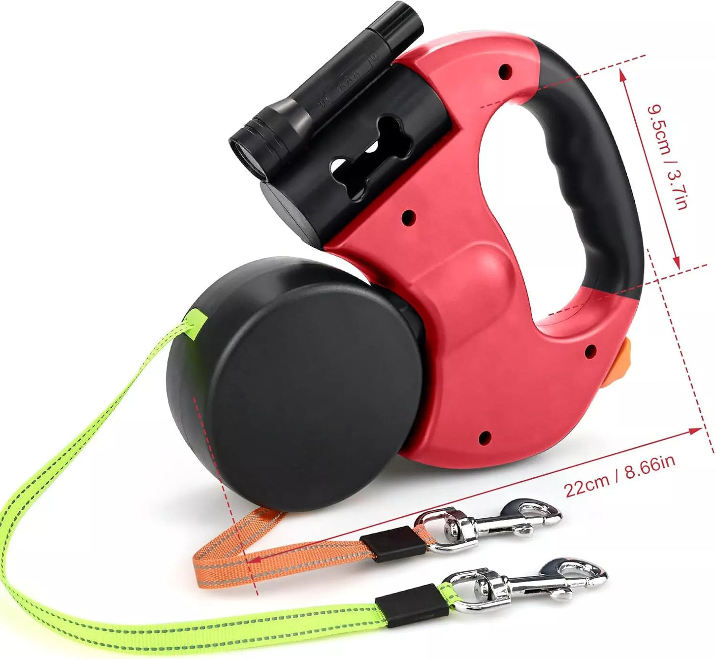 Retractable Lead Leash Double Dual Doggie 2 Dog 50 Pounds For Pet