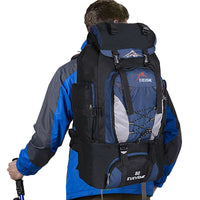 80L Extra Large Hiking Camping Backpack Rucksack Waterproof Travel Luggage Bag Blue