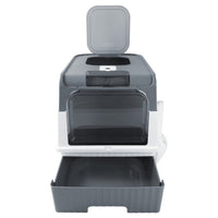 Grey Large Cat Litter Box Cat Pan Drawer Anti-Splashing Cat Potty Tray Cleaning