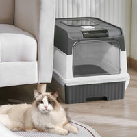 Grey Large Cat Litter Box Cat Pan Drawer Anti-Splashing Cat Potty Tray Cleaning